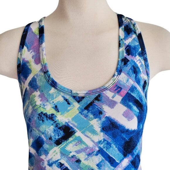 90 Degree by Reflex Racerback Athletic Longline Tank Top Multi Print Size M - Picture 2 of 13